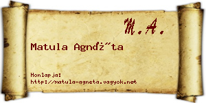 Matula Agnéta névjegykártya